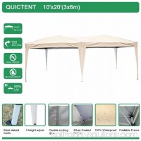 Quictent 10x20 ft Pop Up Canopy Party tent Camping tent Beach Gazebo Heavy duty Height Adjustable Waterproof No Sidewalls Red